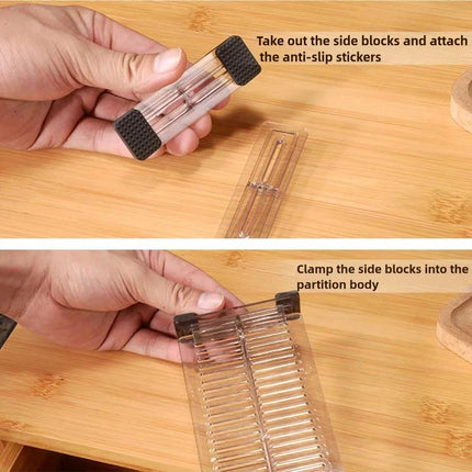8Pcs Adjustable Plastic Drawer Divider, Organizer Separator for Underwear, Socks, Home Storage Cabinet, Expandable Grid