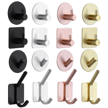 Self-adhesive Bathroom Hook Key Bag Shower Door Robe Towel Adhesive Hanger Kitchen Accessories For Organizer Wall Stickers Hooks