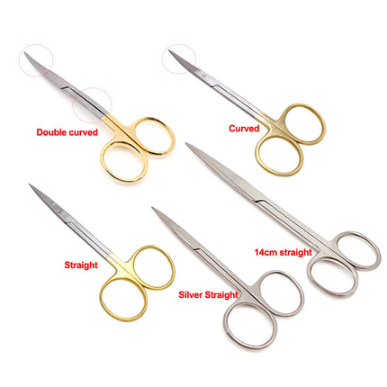 Dental Surgical Scissors Curved Gold Plated Handle Ophthalmic Scissors Dentist Medical Dissecting Tools