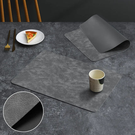 Square Double-Layer Cowhide PU Leather Placemat