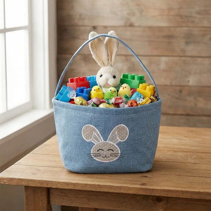Cartoon Rabbit Storage Basket Wear-resistance Decorative Rabbit Egg Basket with Handle Large Capacity Happy Easter Handbag