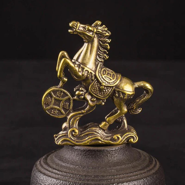 Brass Horse Step on Coins Lucky Statue