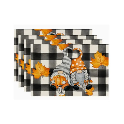 4/6pcs Placemats Thanksgiving Pumpkin Harvest Kitchen Dining Table Decor Accessories Heat Resistant Linen Tableware Mats Coaster