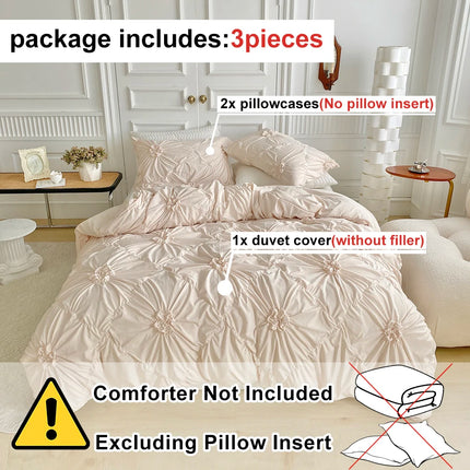 3pcs Bedding Cover, Big Pinch Pleat Duvet Cover, Soft Microfiber Bedding Set with Zipper Closure & Corner Ties