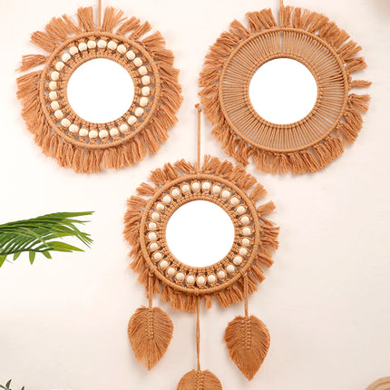 Handwoven Round Wall Mirror