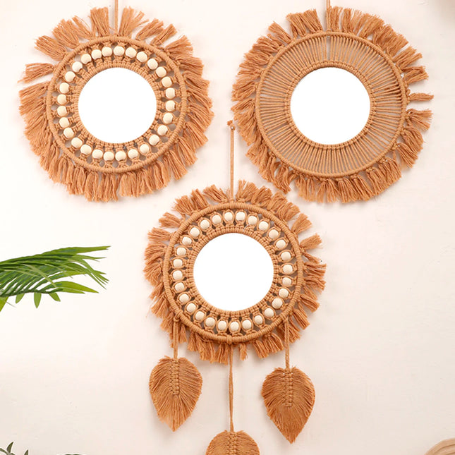 Handwoven Round Wall Mirror