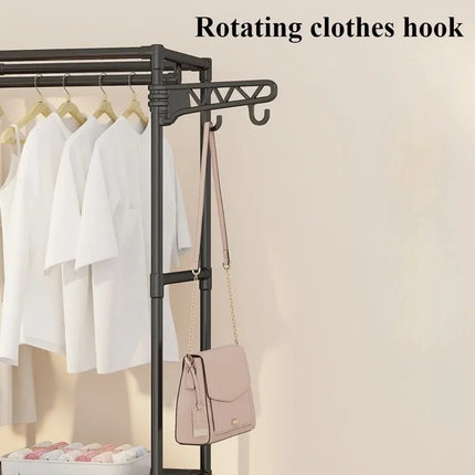 Metal Floor Clothes Rack with Shelves