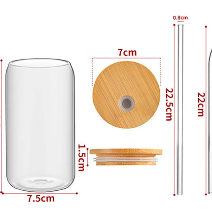 Leeseph Coffee Mug Glass Cup With Lid and Straw Transparent Coffee Tea Milk Juice Cold Drinking Cup Bar Kitchen Accessories