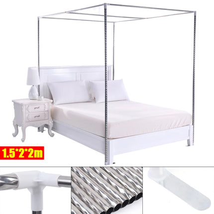 4 Corner Stainless Steel Bedding Canopy Frame Post Mosquito Netting Bracket Tool