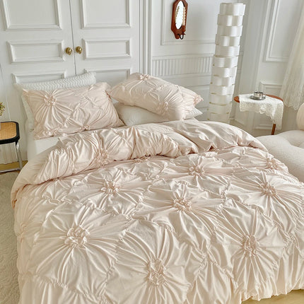 3pcs Bedding Cover, Big Pinch Pleat Duvet Cover, Soft Microfiber Bedding Set with Zipper Closure & Corner Ties