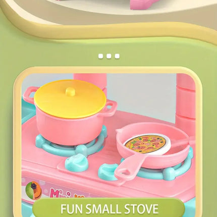 Mini Kitchen Counter Play Set DIY Simulated Cooking Food Tableware Play House Role Play Pretend Game Toy Gift Kid Boy Children