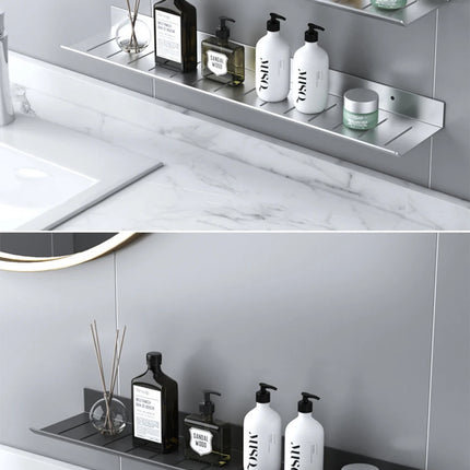 ULA Bathroom Storage Rack 30-50cm Modern Bathroom Shelves Black Silver Kitchen Wall Shelf Home Accessories