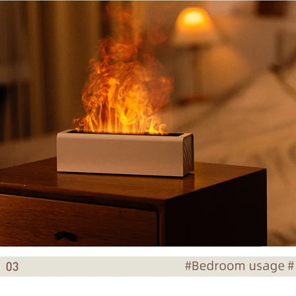 Essential Oil Aroma Diffuser Flame Air Humidifier Ultrasonic Cool Mist Difusor with RGB Realistic Fire Night Light