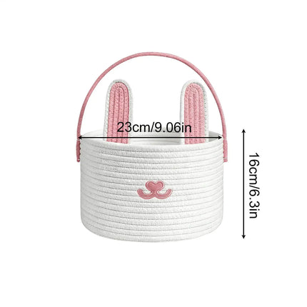 Easter Eggs Basket Easter Bunny Basket For Kids Woven Basket With Rabbit Ear Decor Easter Empty Candy Basket Container decor