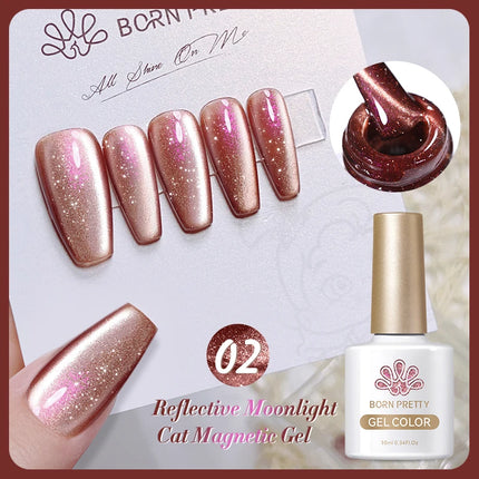 BORN PRETTY 10ml Rainbow Purple Water Light Cat Magnetic Gel Nail Polish Shining Sliver-light Holographics Semi Permanent UV Gel