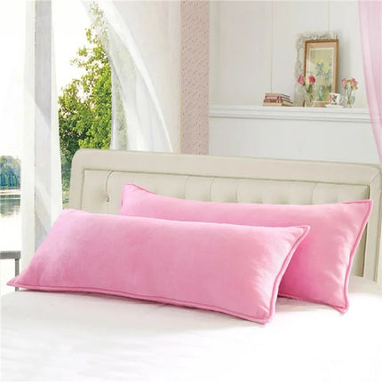 Solid Color Flannel Long Pillow Case Soft Comfortable Adults Double Lover Sleeping Pillow Cover Bedding Body Pillowcase