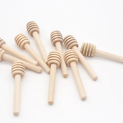 Honey Stir Bar Mixing Handle Jar Spoon Natural Wooden 10/30/50Pcs Honey Dipper Wooden Stick Honey Spoons Kitchen tools