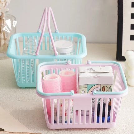 New Plastic Basket Organizer Portable Shopping Storage Box Desktop Sundries Toy Fruit Stationery Organizer Home Storage Baskets