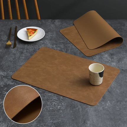 Square Double-Layer Cowhide PU Leather Placemat
