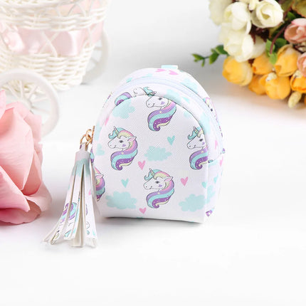 Women PU Leather Unicorn Coin Purse Mini Wallet Zipper Coin Backpack Keys Pouch Storage Bag Card Holder Home Storage Organizer