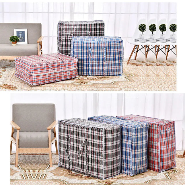 Reusable Plastic Jumbo Laundry Zipped Large Strong Shopping Home Storage Bag