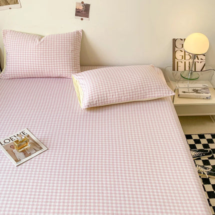 1PC Bed Sheet (Excluding Pillowcases), Soft and Comfortable Grid Bedding Sheet, Suitable for Bedrooms and Guestrooms