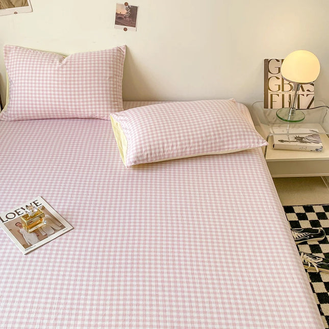 1PC Bed Sheet (Excluding Pillowcases), Soft and Comfortable Grid Bedding Sheet, Suitable for Bedrooms and Guestrooms