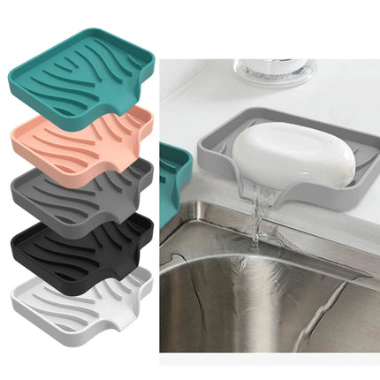 1-Pack Silicone Drain Soap Box Kitchen Bathroom Anti-slip Sink Tray Creative Washing Table Soap Tray Free Punch Drain Rack