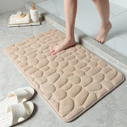 Soft Non-slip Carpets Bathroom Foot Mat Cobblestone Embossed Bath Mats Absorbent Doormat Quick Drying Memory Foam Foot Mat