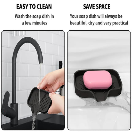 1-Pack Silicone Drain Soap Box Kitchen Bathroom Anti-slip Sink Tray Creative Washing Table Soap Tray Free Punch Drain Rack