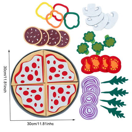 Montessori Pizza Puzzle Toys Simulated Food Toy Pretend Play Pizza Felt Kitchen Play Set for Toddlers And Kids Ages 3+