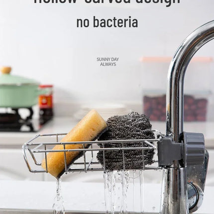 Kitchen Stainless Steel Sink Drain Rack Sponge Storage Faucet Holder Soap Drainer Shelf Organizer Towel Rack Kitchen Accessories