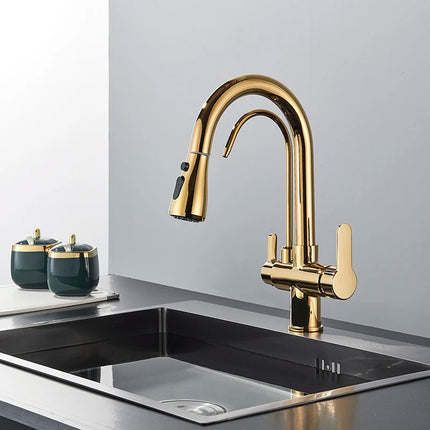 Smart Sensor Pure Water Kitchen Faucet 2 Models Spout Taps Deck Mount Daul Handle Filtered Cold Hot Water Mixer Washing Crane