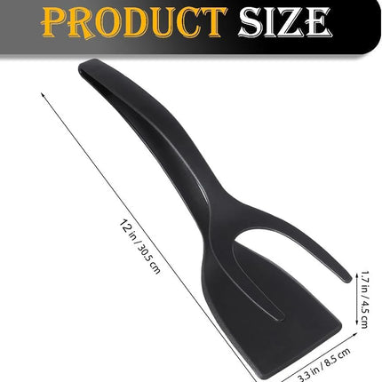 2-in-1 Grip Flip Spatula Tongs Silicone Egg Flipper Pancake Tool
