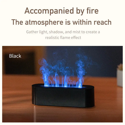 Essential Oil Aroma Diffuser Flame Air Humidifier Ultrasonic Cool Mist Difusor with RGB Realistic Fire Night Light