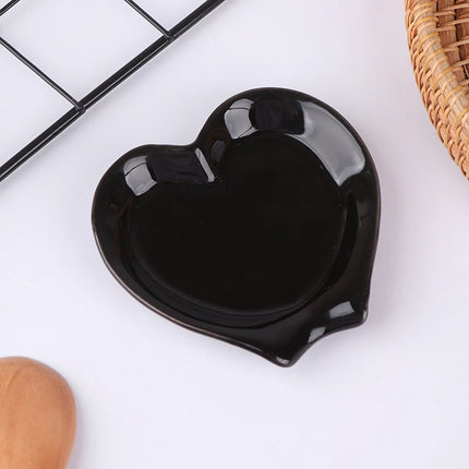 Creative Heart Shaped Ceramic Spoon Rest Pad Coffee Spoon Holder Soup Ladle Rack Kitchen Utensils Tableware Organizer