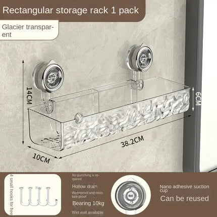 New Bathroom Shelf Corner Space Shower Room Suction Cup Bathroom Storage Shelf Basket Home Storage Organizer Shelf Decorative