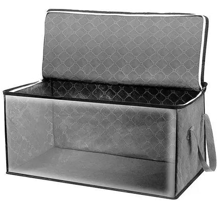 Large Capacity Clothes Storage Bag Non-Woven Foldable Quilt Storage Bag with Lids Zipper Wardrobe Clothing Organizer Sorting Box