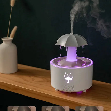 Colorful Rain Drop Aroma Diffuser with Rotating Water Mist 300ml Ultrasonic Humidifier/Remote Control/Timer/LED Light