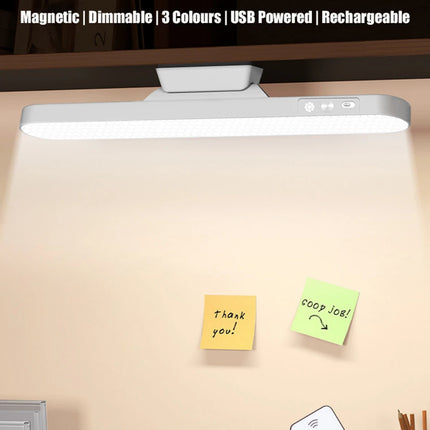 LED Table Lamp Magnetic Hanging USB Rechargeable Desk Lamp 3 Color Reading Light Dimmable Cabinet Closet Wardrobe Night Light