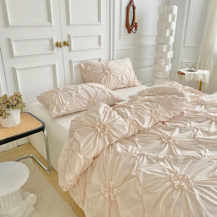 3pcs Bedding Cover, Big Pinch Pleat Duvet Cover, Soft Microfiber Bedding Set with Zipper Closure & Corner Ties