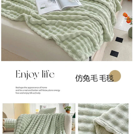 New Bubble Fleece Blanket - Solid Color Rolled Edge Cover Blanket Soft and Comfortable Bedding 150x200 180x200 200x230