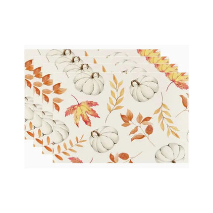 4/6pcs Placemats Thanksgiving Pumpkin Harvest Kitchen Dining Table Decor Accessories Heat Resistant Linen Tableware Mats Coaster