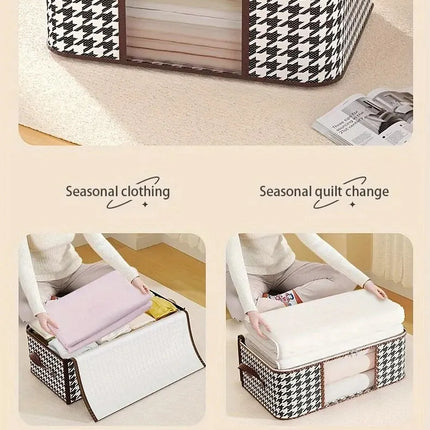 Visible Large Capacity Storage Box Portable Household Clothes Organizer With Handles Foldable Dustproof Quilt Zipper Container