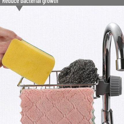 Kitchen Stainless Steel Sink Drain Rack Sponge Storage Faucet Holder Soap Drainer Shelf Organizer Towel Rack Kitchen Accessories