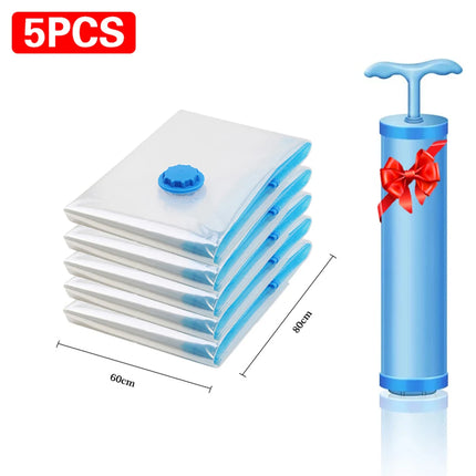 1/3/5pcs Vacuum Storage Bags,for Bedding,Pillows,Towel,Clothes Space Saver Travel Storage Bag,With Hand-Pump,Vacuum Bag Package