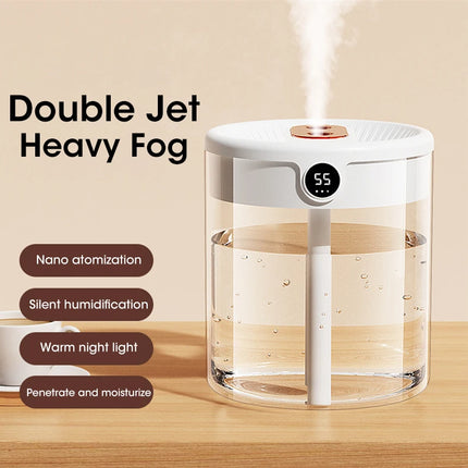 2L Cool Mist Double Spray Humidifier Atomizer Usb Night Light Home Mute Bedroom Office Night Light Digital Display Humidificador