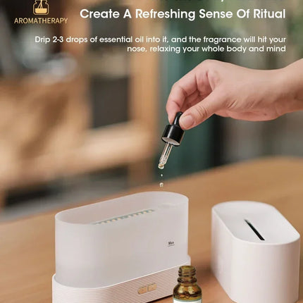 Perfume Humidifier Simulation Flame Aromatherapy Diffuser LED Ultrasonic Air Humidifier Creative Gift Essential Oil Flame Lamp