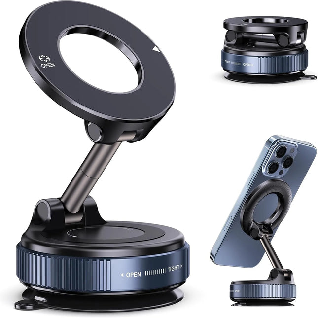 Vacuum Suction Magnetic Phone Holder for Magsafe 360° Adjustable Car Phone Mount & Retractable Vacuum Cell Phone Holders Phones