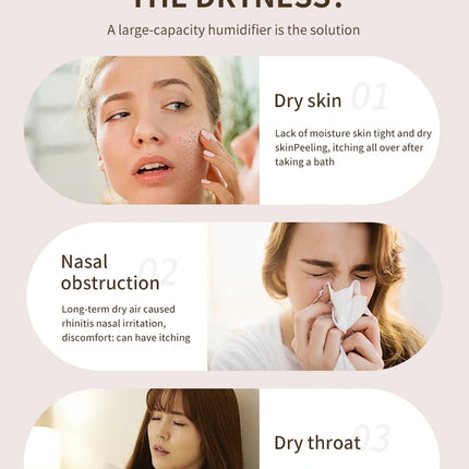 2000ml Large Capacity Double Spray Port Air Humidifier USB Silent Aromatherapy Diffuser Cool Mist Maker for Bedroom Home Office